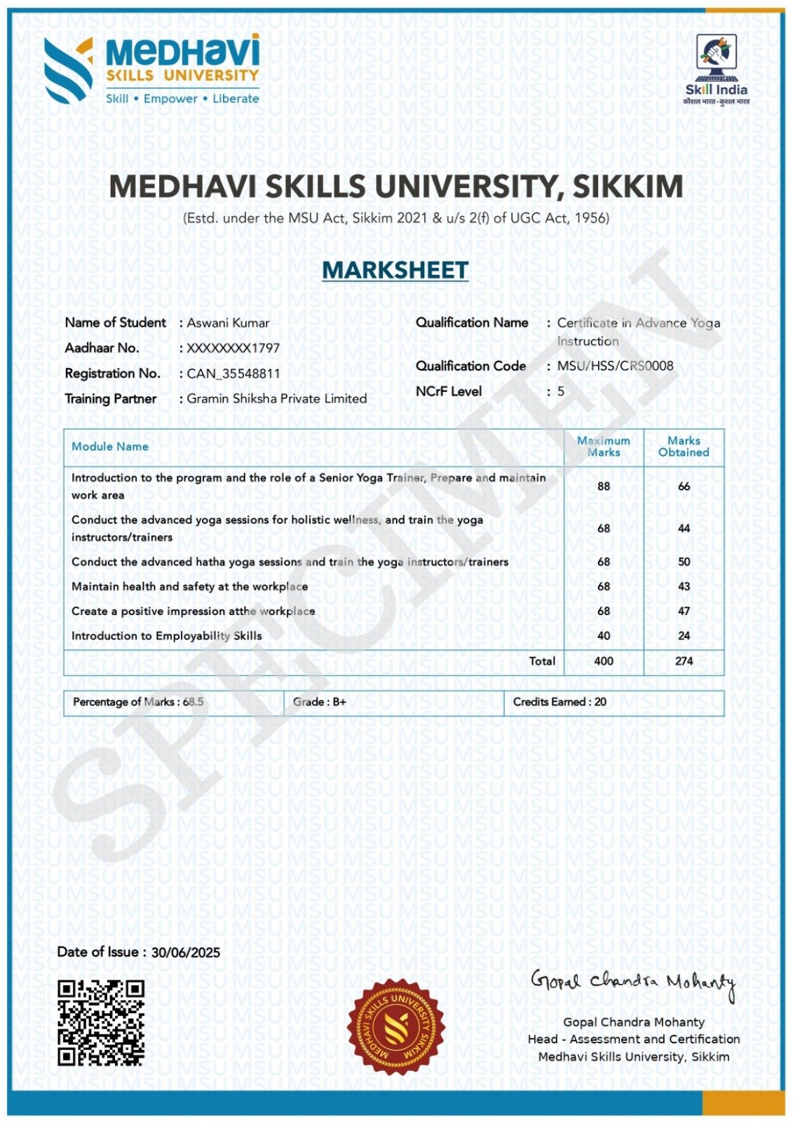 DPT Certificate
