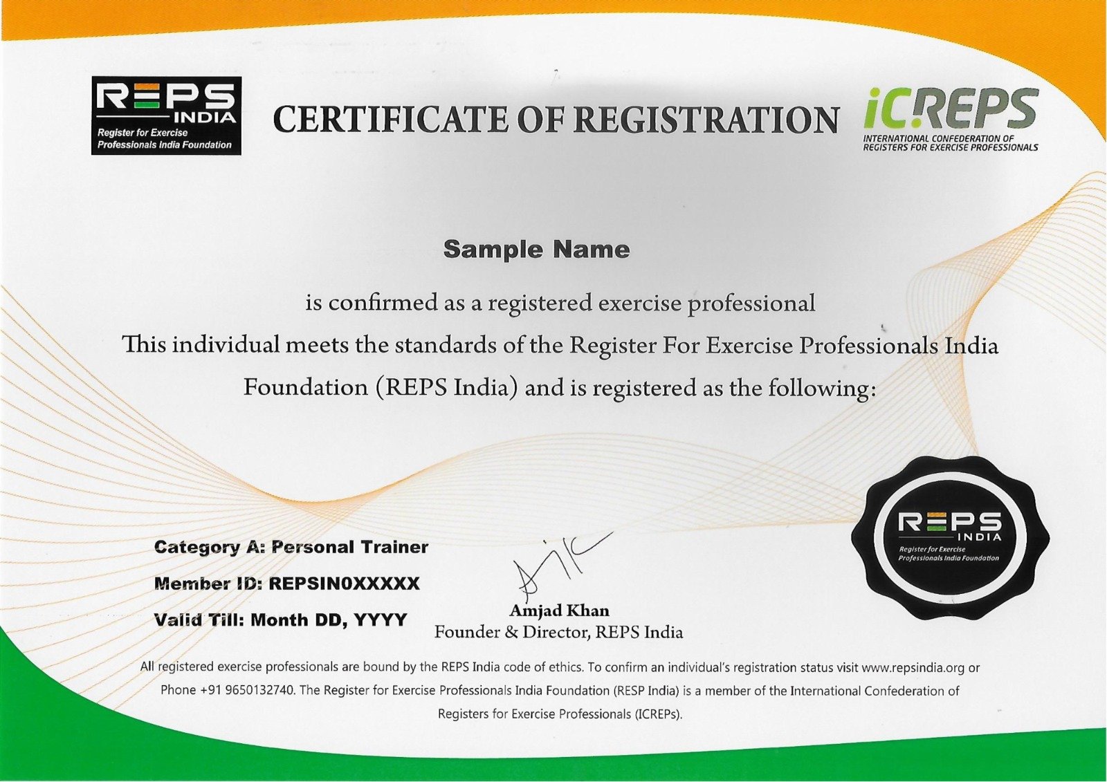 REPS India Certificate