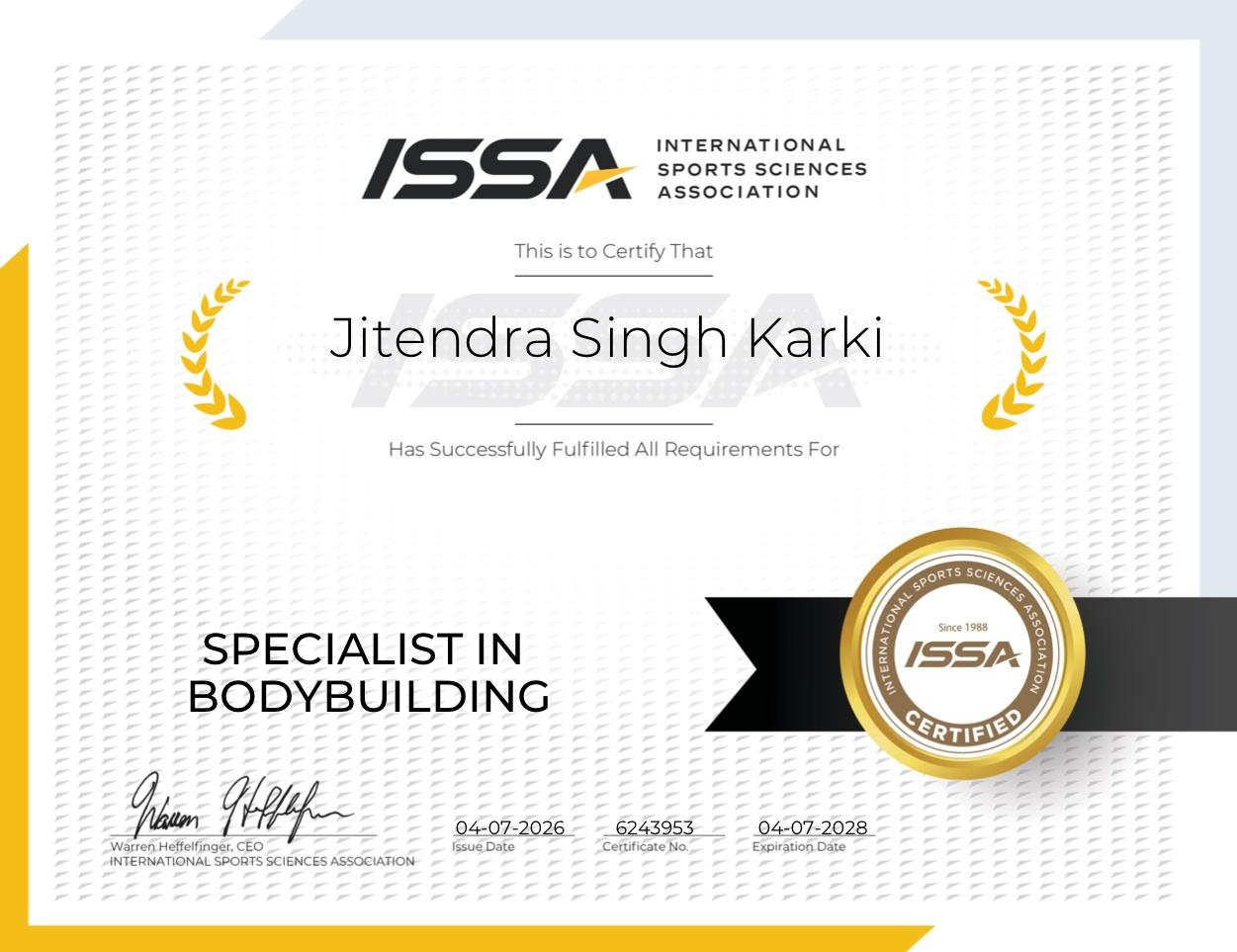 ISSA Certificate